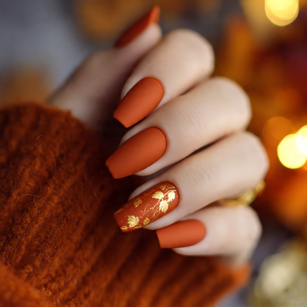 Short Coffin Nails Designs: 18 Trendy Ideas for Chic Manicures 12 Fall Short Coffin Nails