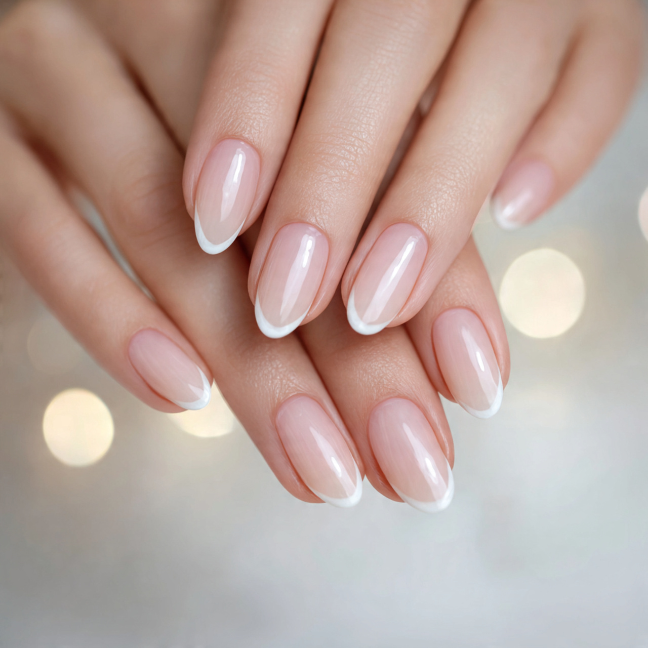French Nude Almond Nails