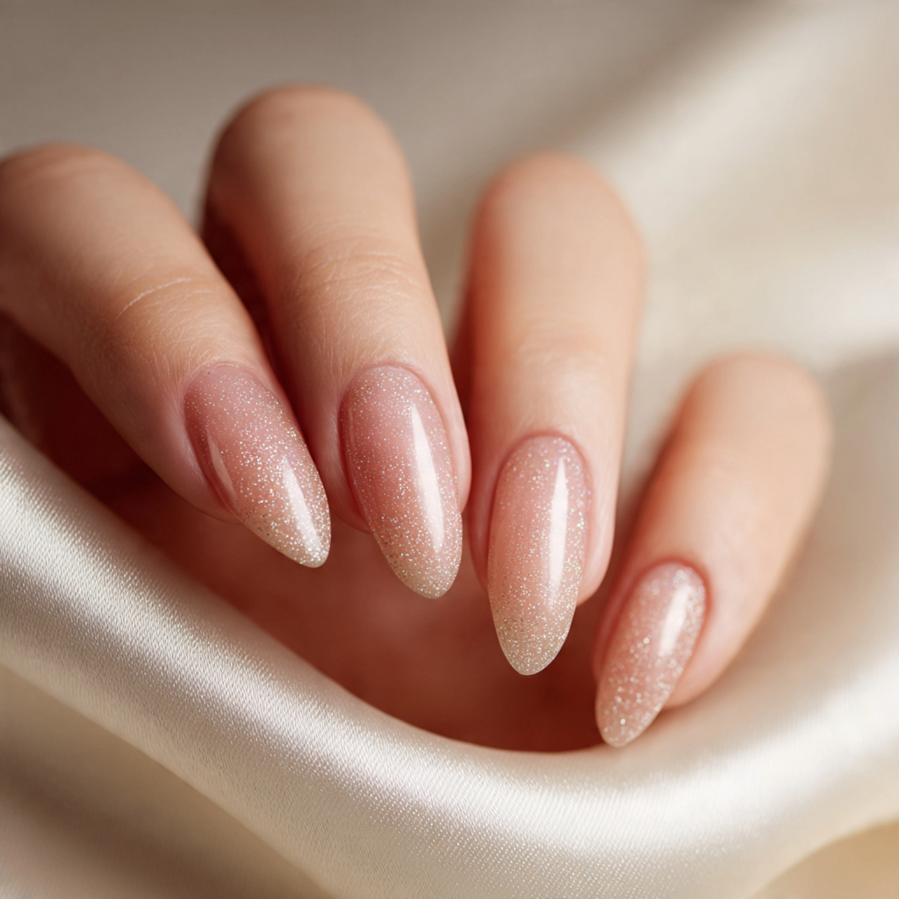 Nude Glitter Nails: 17 Stunning Styles to Sparkle in Style 3 French Nude Glitter Nails