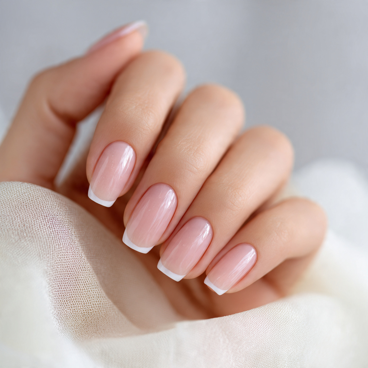 French Short Nude Nails