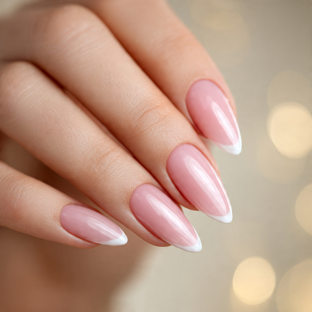 French Tip Pink Stiletto Nails