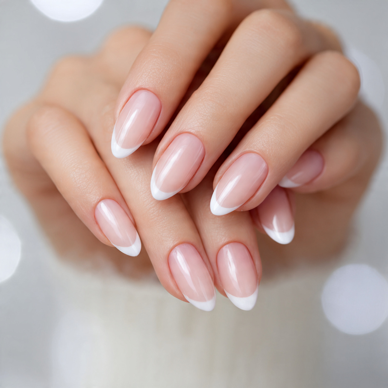 French Tip Short Stiletto Nails
