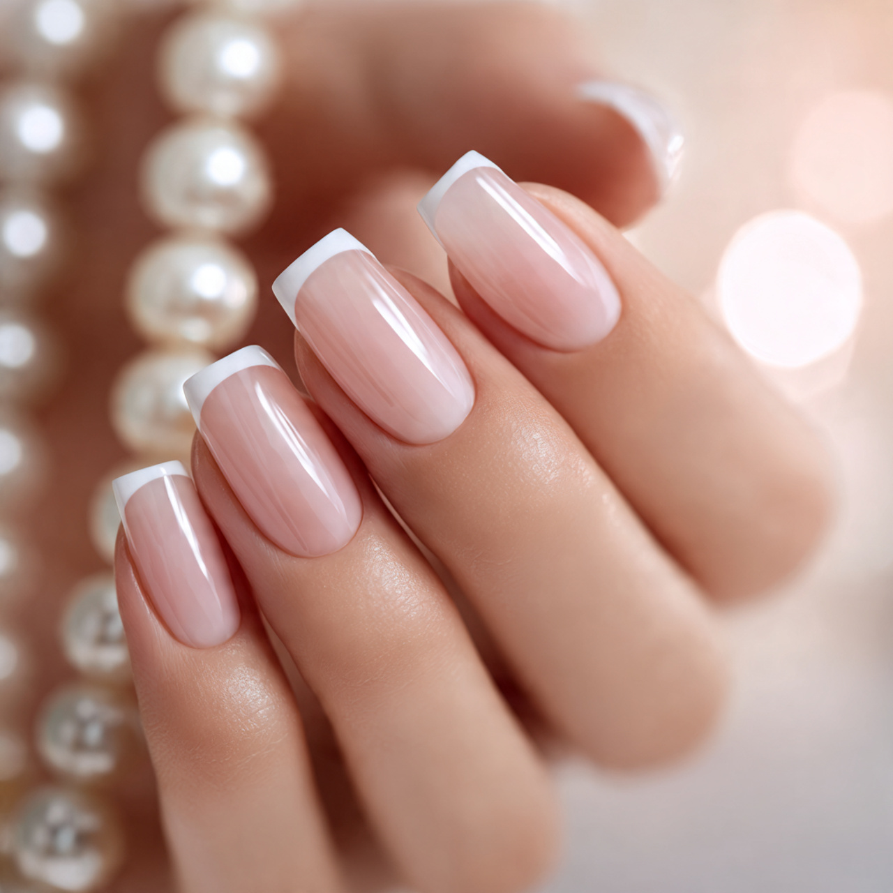 French Tip Long Square Nails