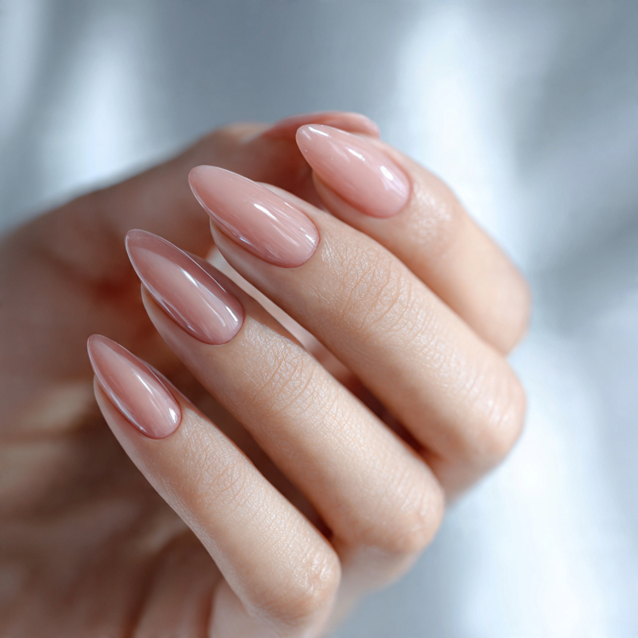 Gel Nude Almond Nails