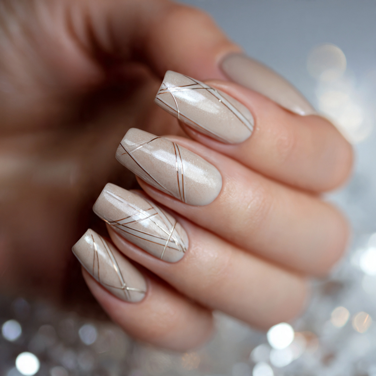 Geometric Nude Nail Art Styles