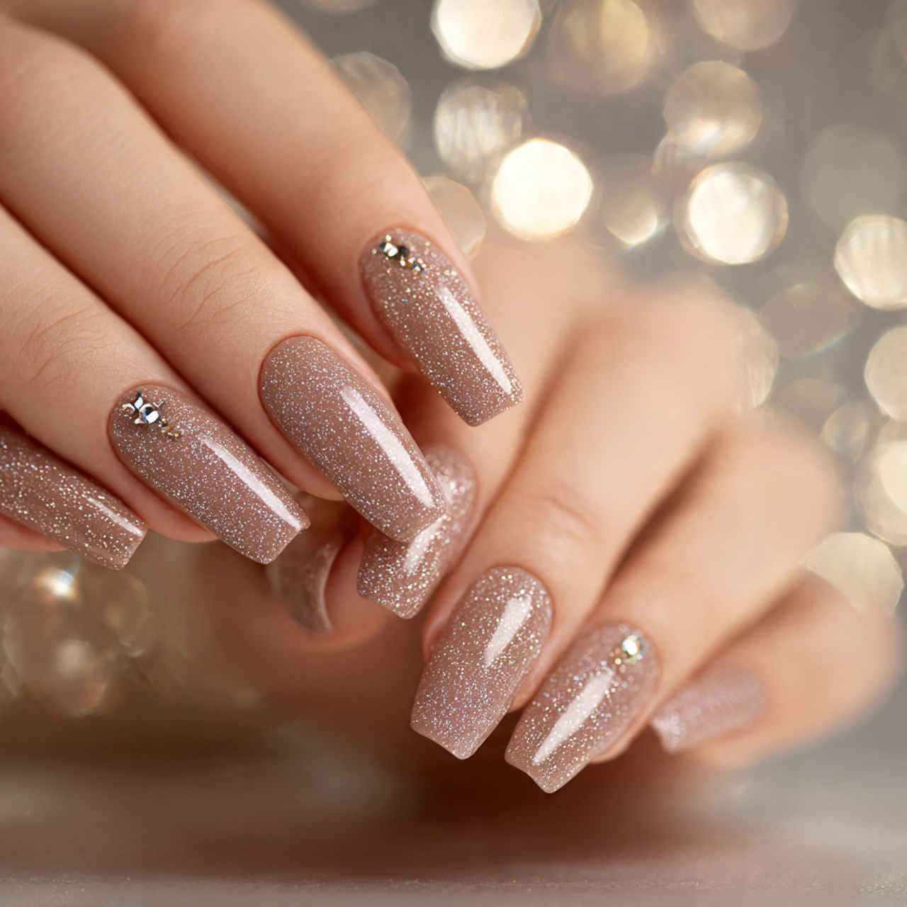 Nude Glitter Nails: 17 Stunning Styles to Sparkle in Style 17 Glam Nude Glitter Nails