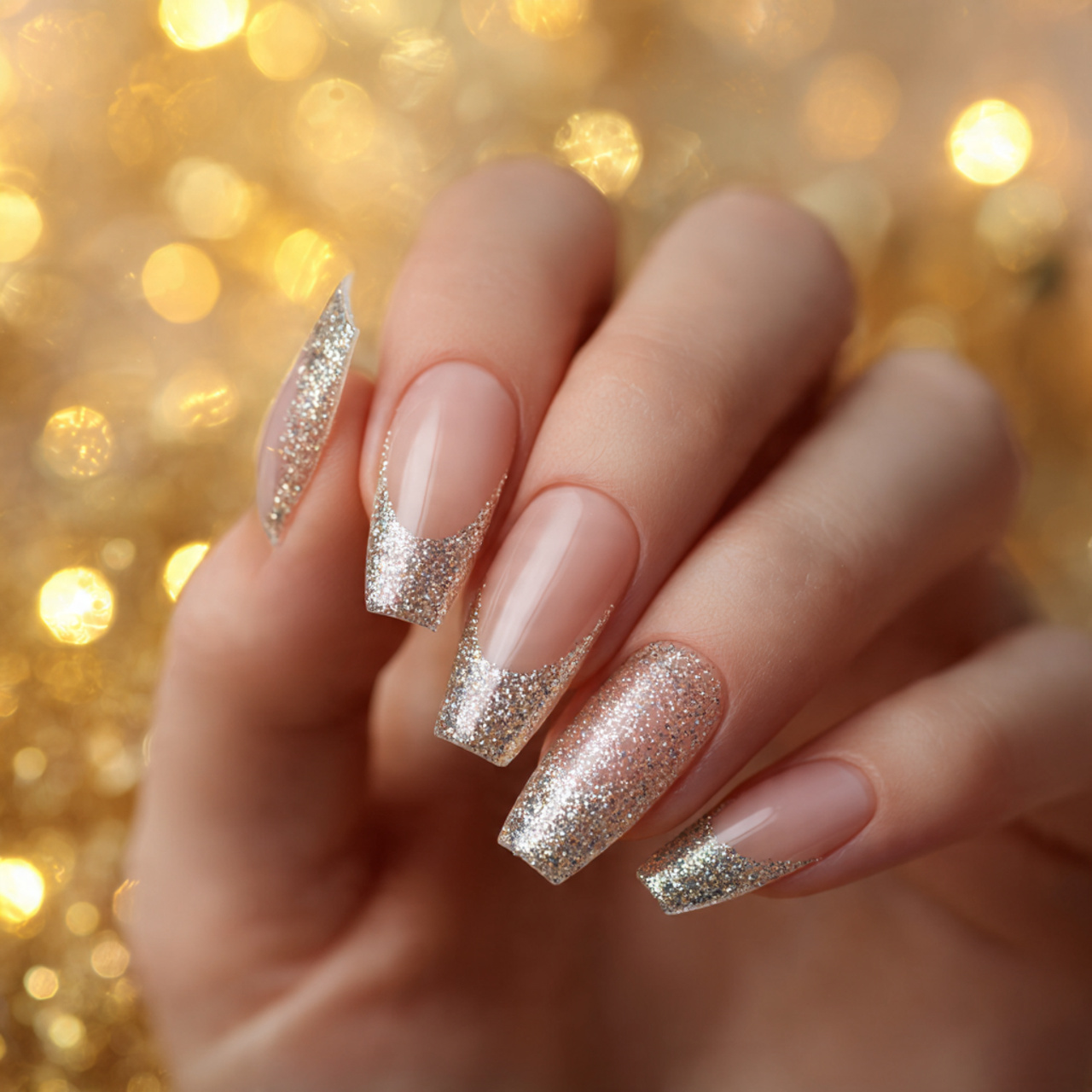 Coffin Nails French Tip: 18 Stunning Designs You Need to Try 9 Glitter Coffin Nails French Tip Designs