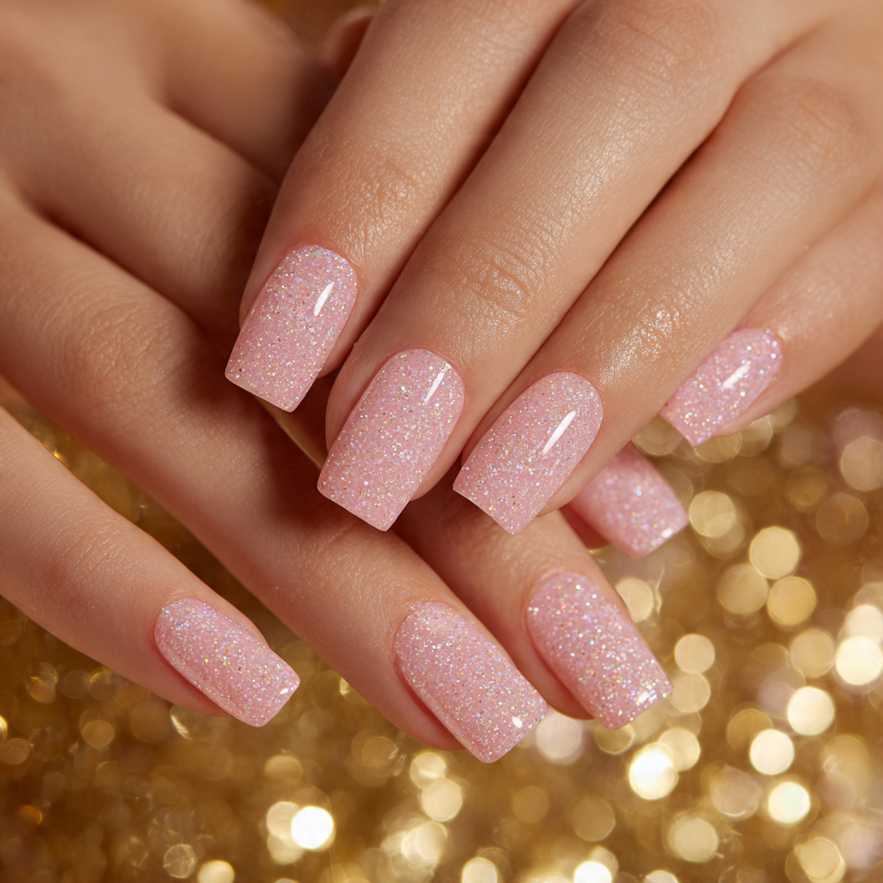 Pink Square Nails: 15 Stunning Ideas You Need to Try Now 9 Glitter Pink Square Nails