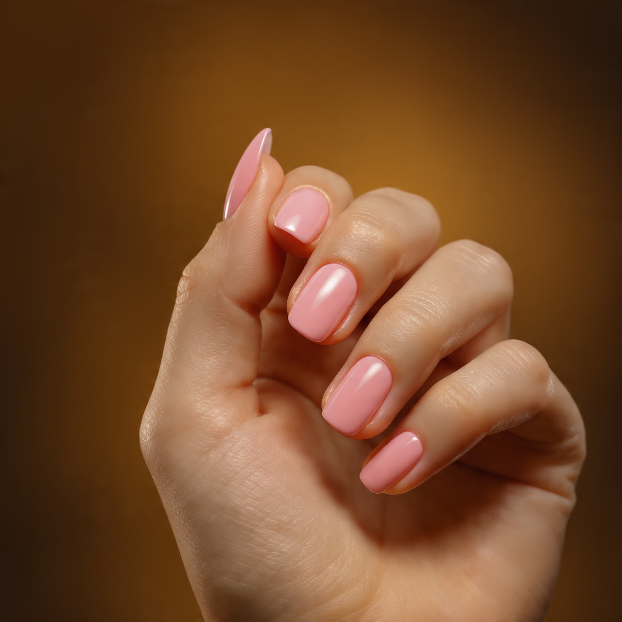 Glossy Baby Pink Nails