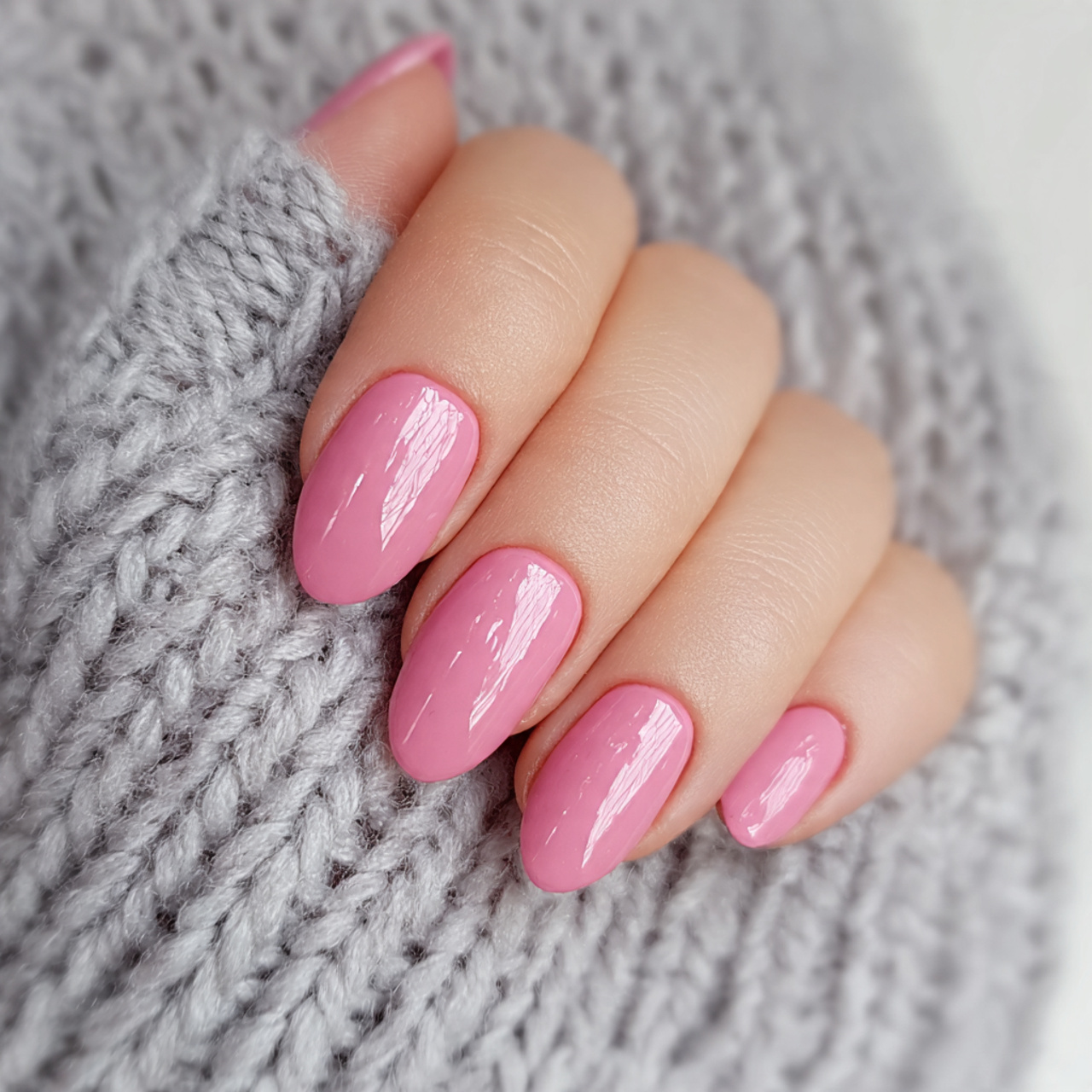 Glossy Cute Pink Nails