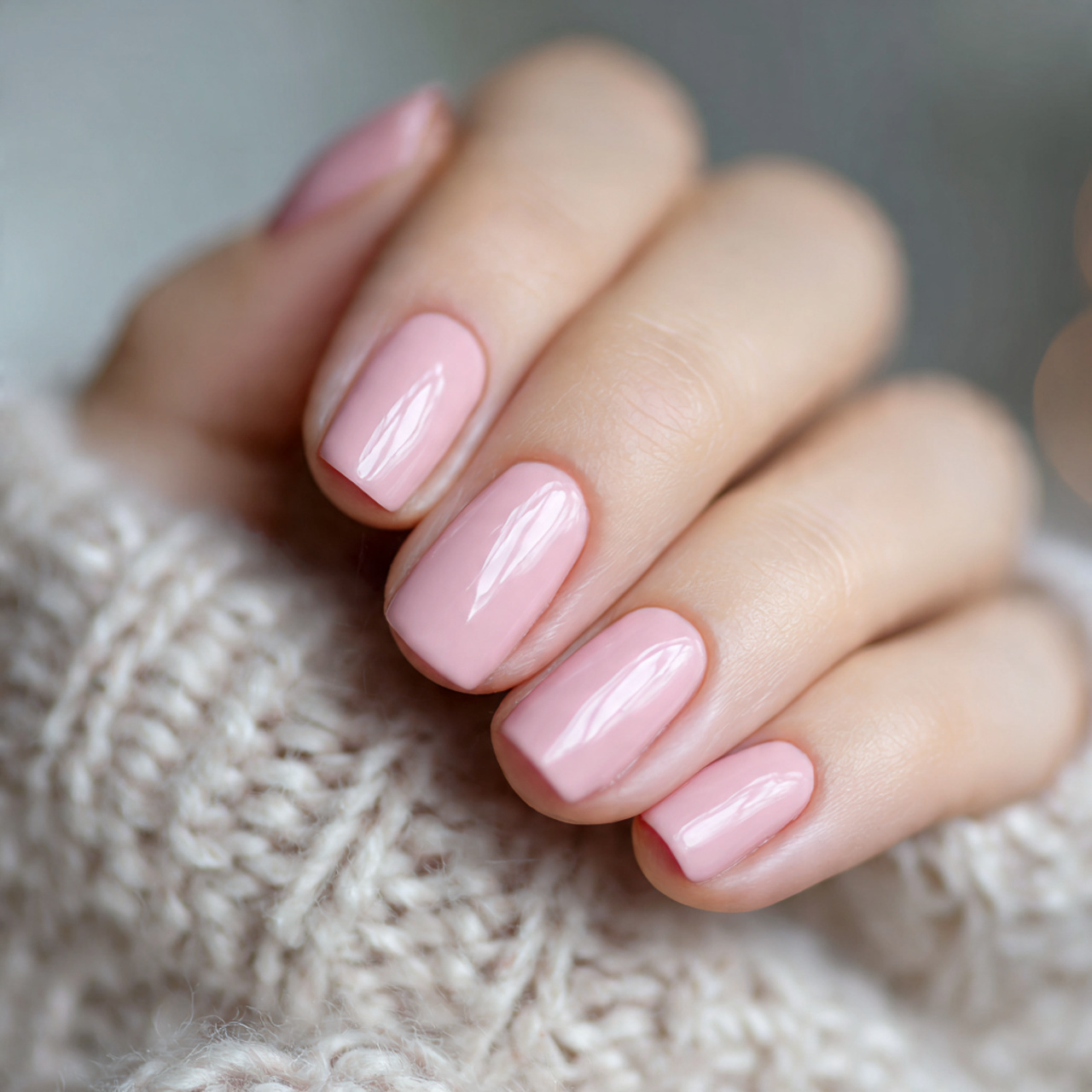 Glossy Light Pink Nails