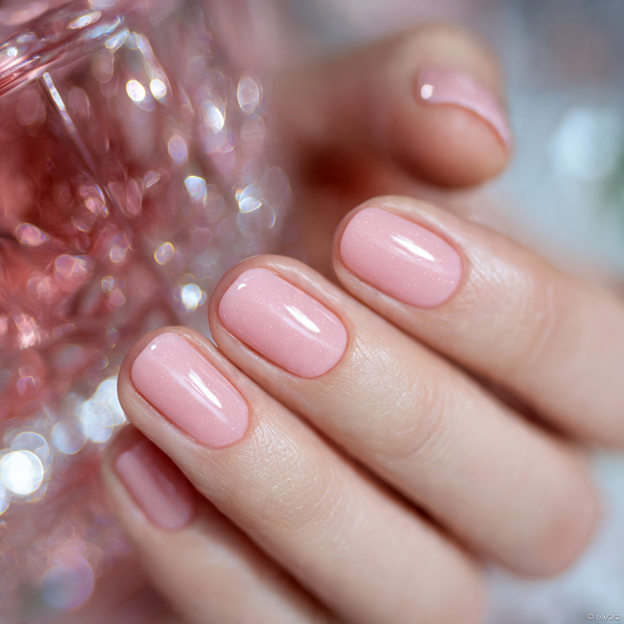 Glossy Pink Nude Nails
