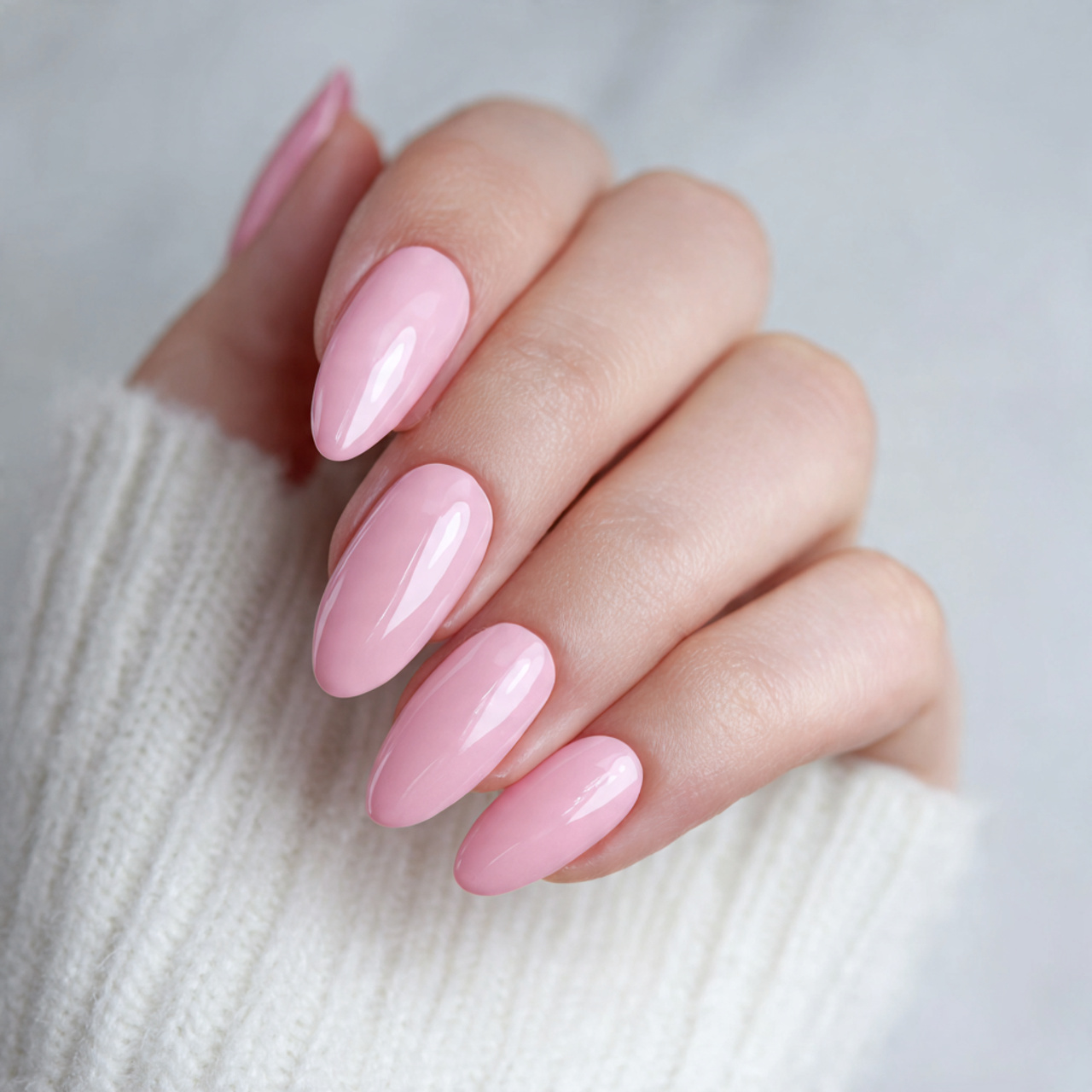 Glossy Soft Pink Nails