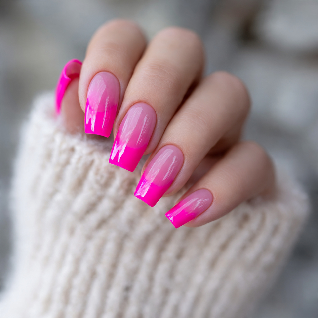 Hot Pink French Nails