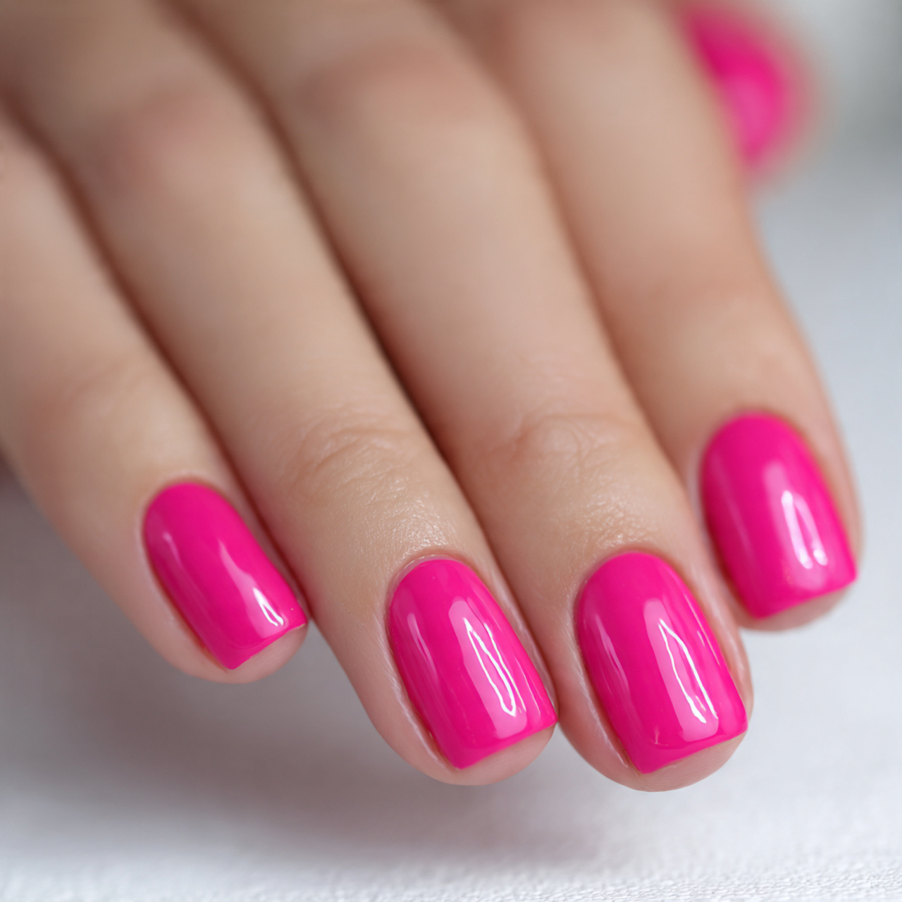 Hot Pink Short Nails