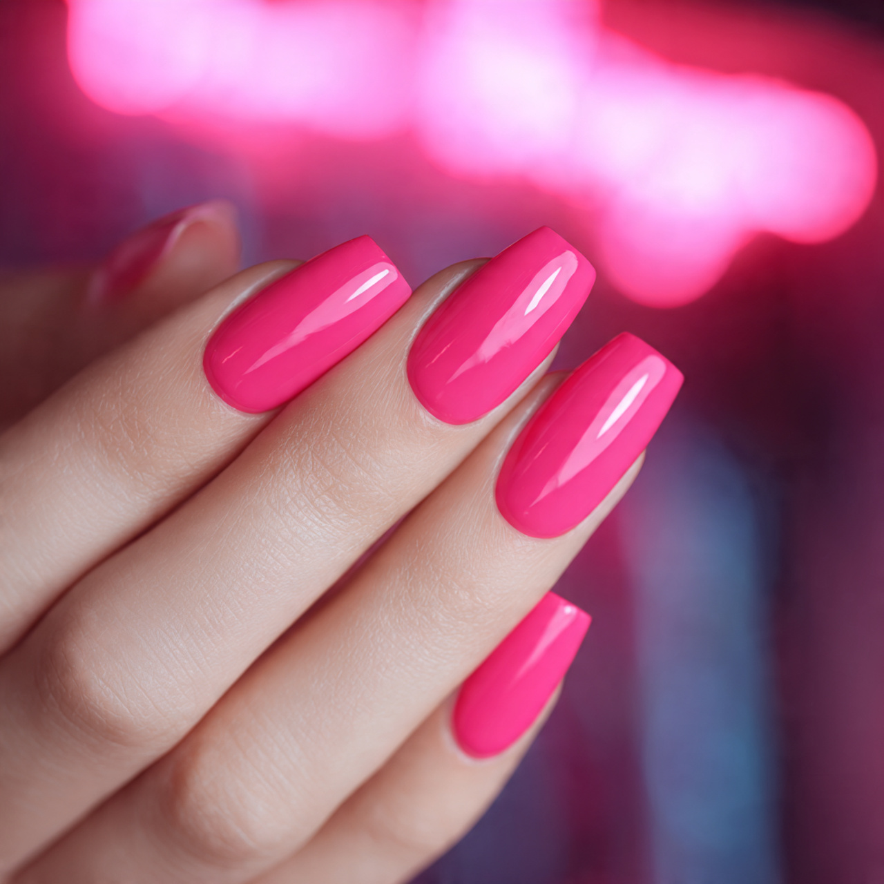 Pink Square Nails: 15 Stunning Ideas You Need to Try Now 3 Hot Pink Square Nails