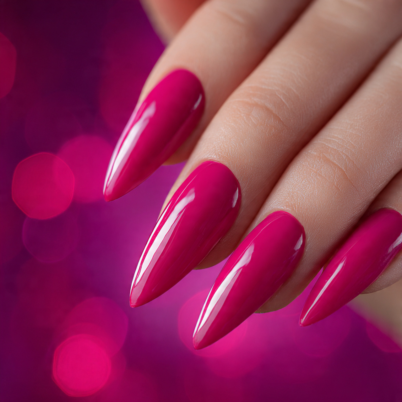 Hot Pink Stiletto Nails
