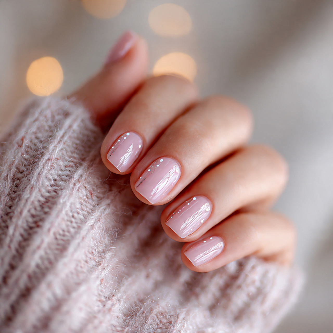 Light Pink Nails with Minimalist Art