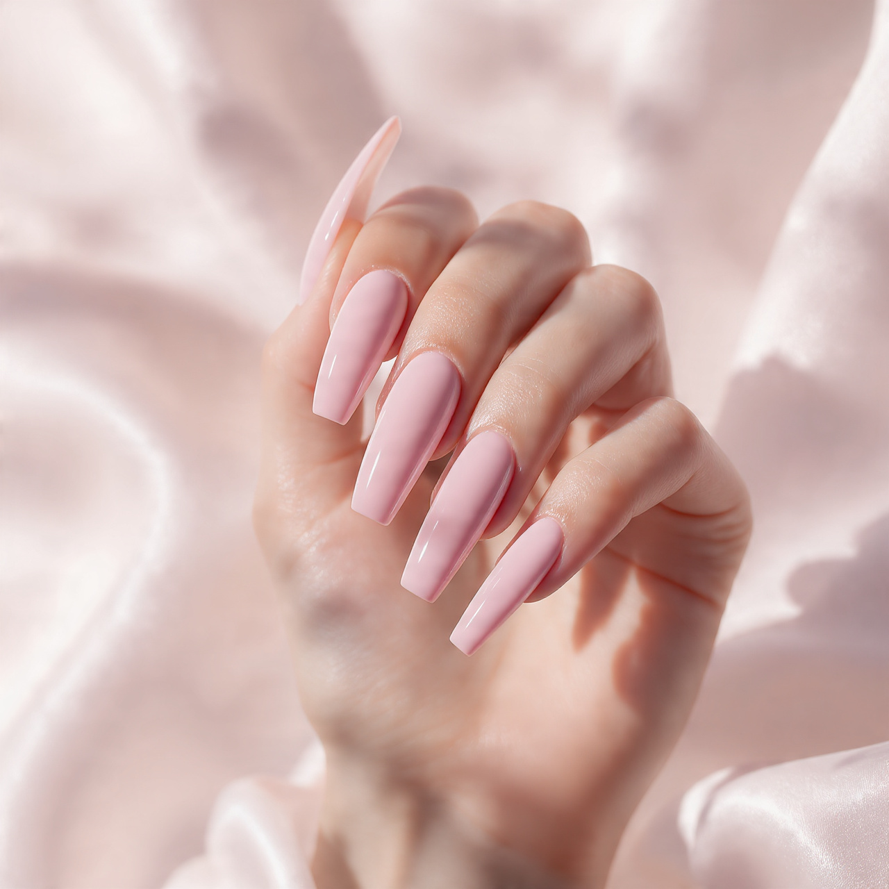 Long Baby Pink Nails