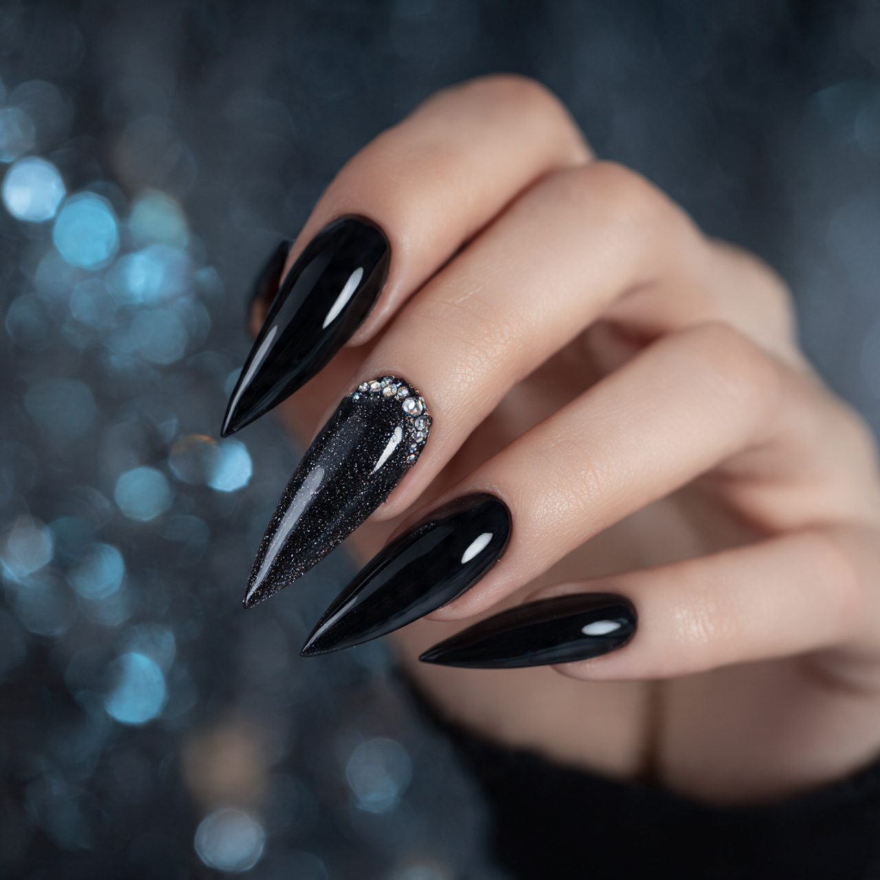 Long Stiletto Nails: 13 Fierce, Glam & Unforgettable Looks 4 Long Black Stiletto Nails Looks