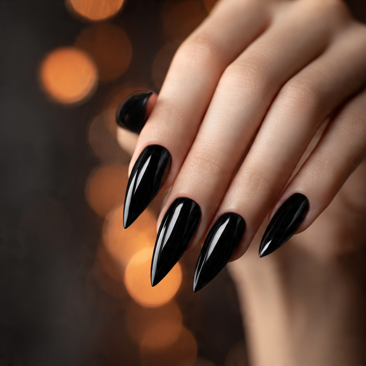 Long Black Stiletto Nails