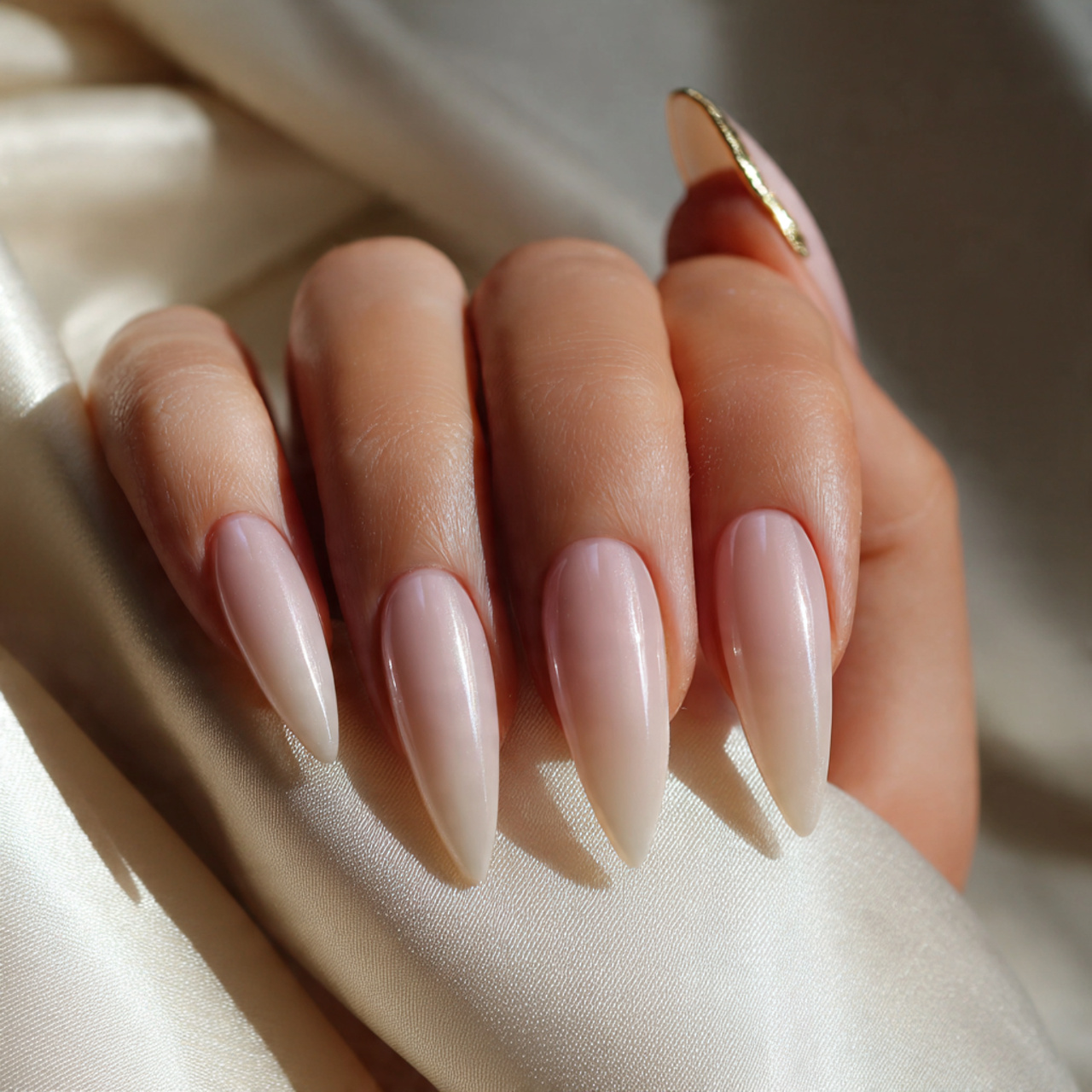 Long Nude Almond Nails