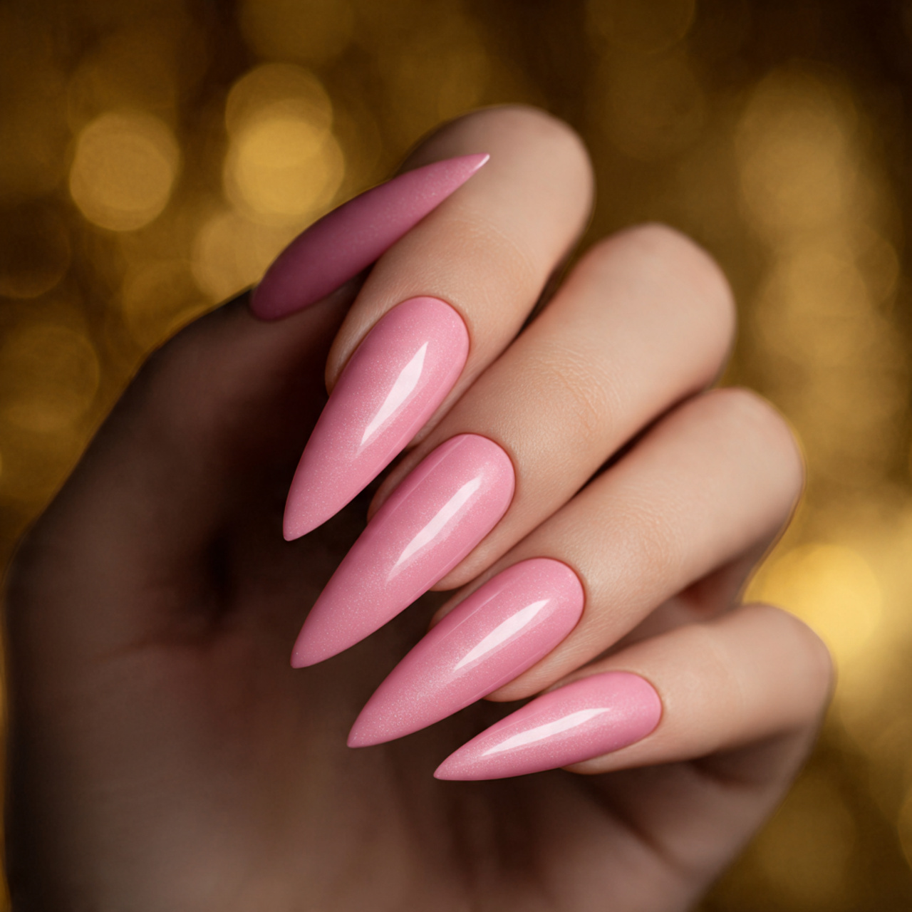 Long Pink Stiletto Nails
