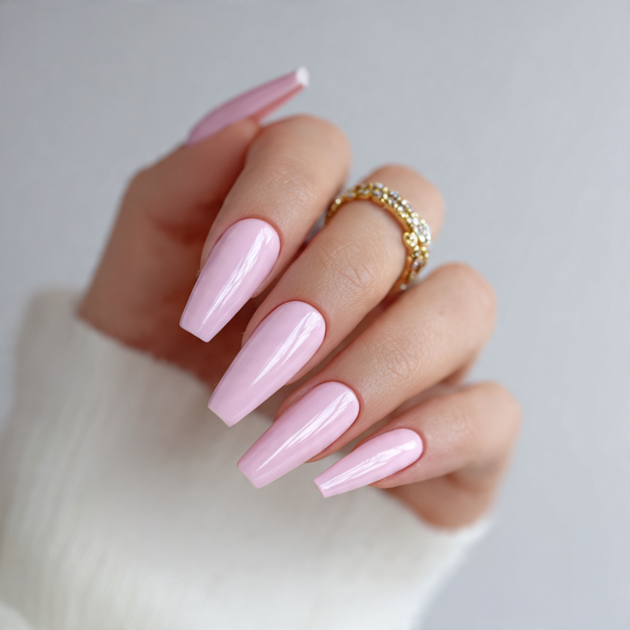 Long Soft Pink Nails