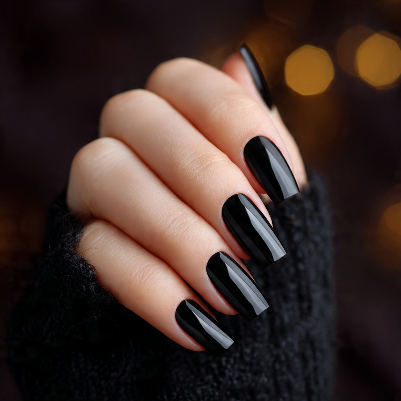 Long Square Black Nails