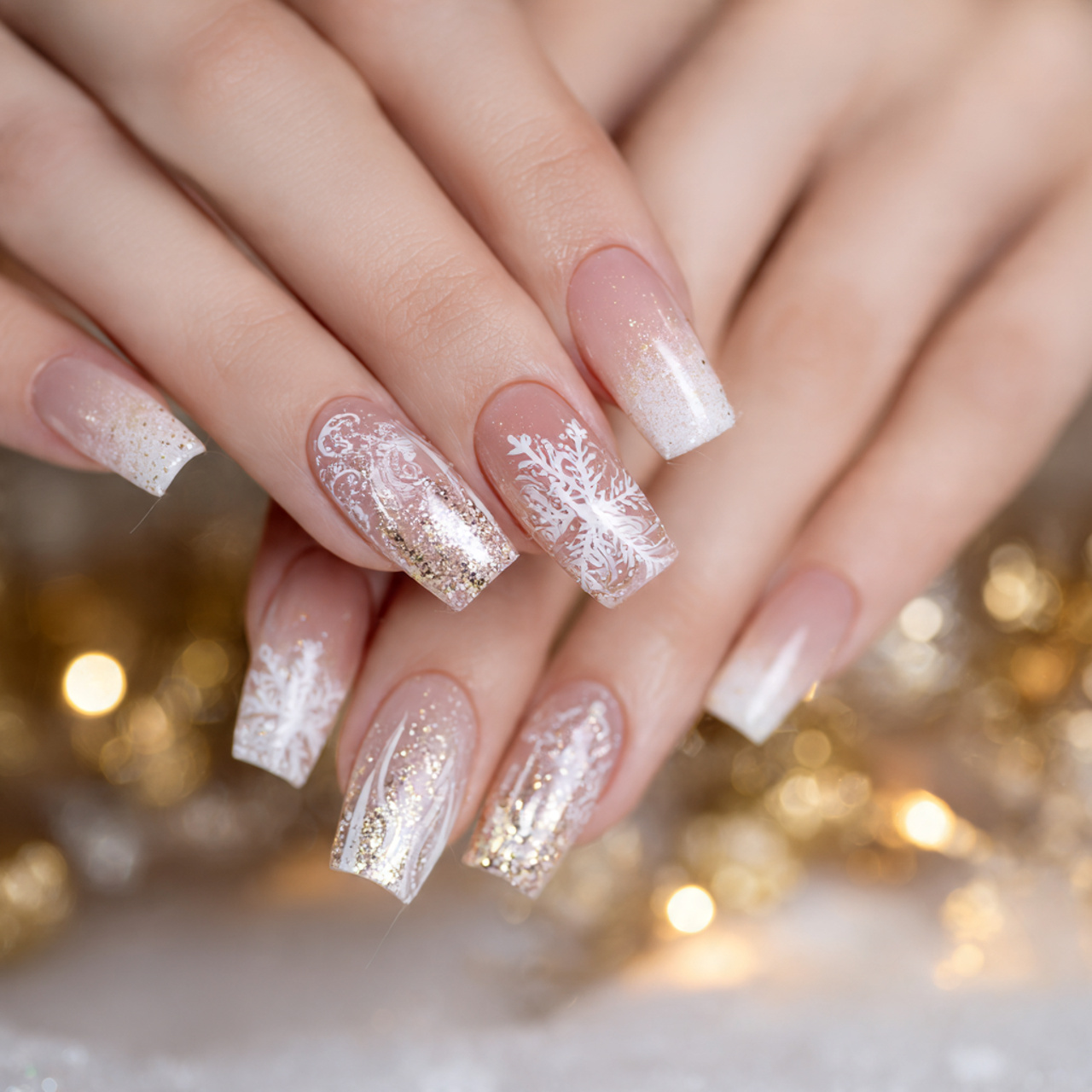 Long Square Christmas Nails