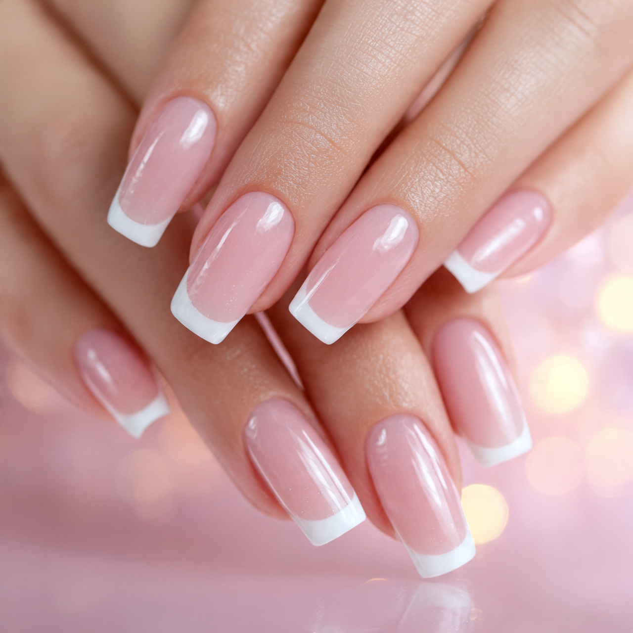 Long Square French Tip Nails