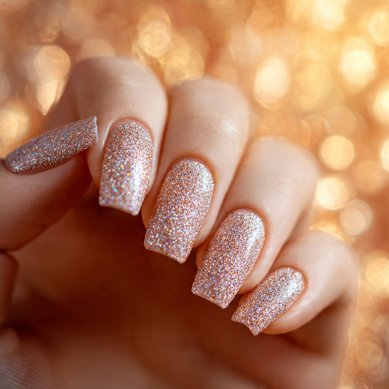 Long Square Glitter Nails