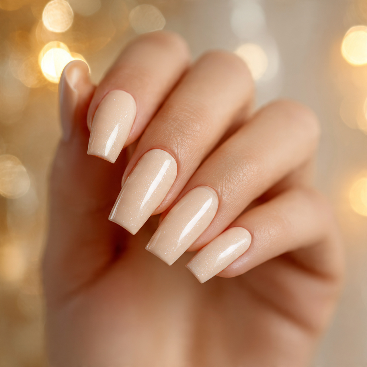 Long Square Nude Nails