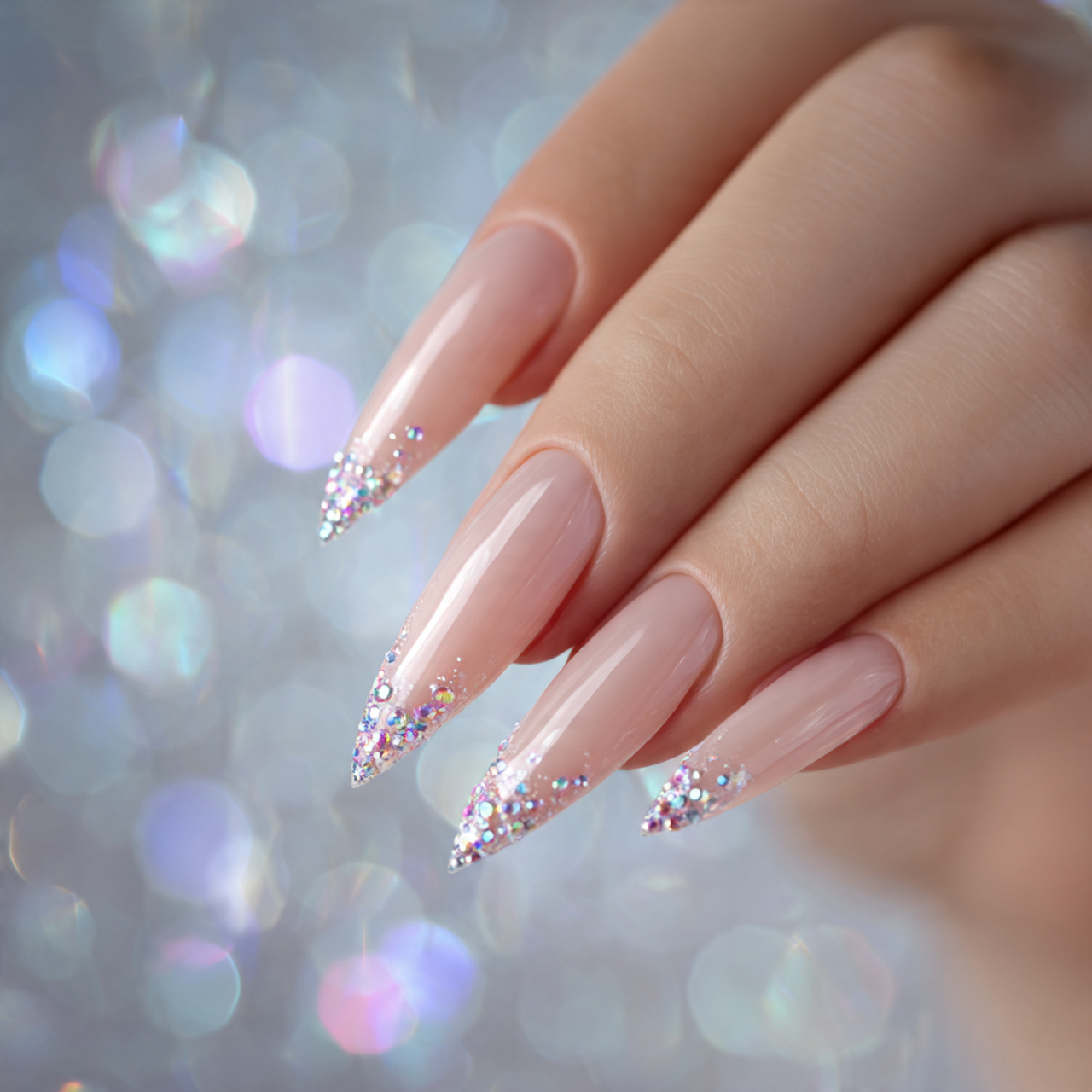 Long Stiletto Nails: 13 Fierce, Glam & Unforgettable Looks 5 Long Stiletto Nails with Rhinestones