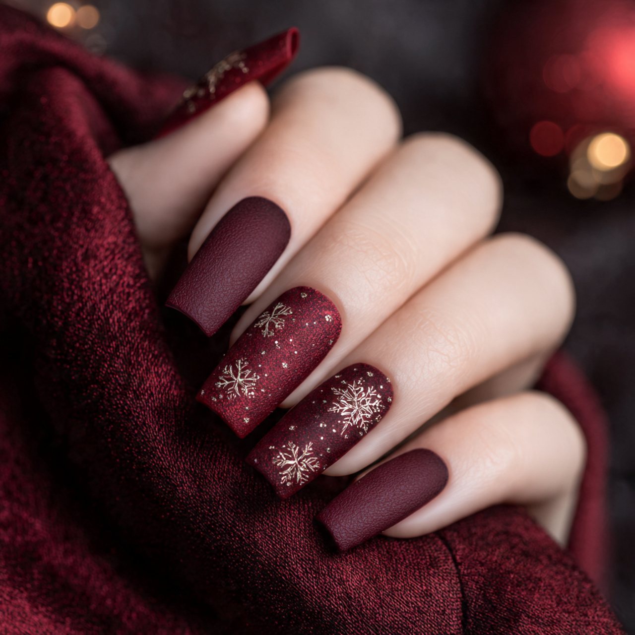 Matte Christmas Square Nails