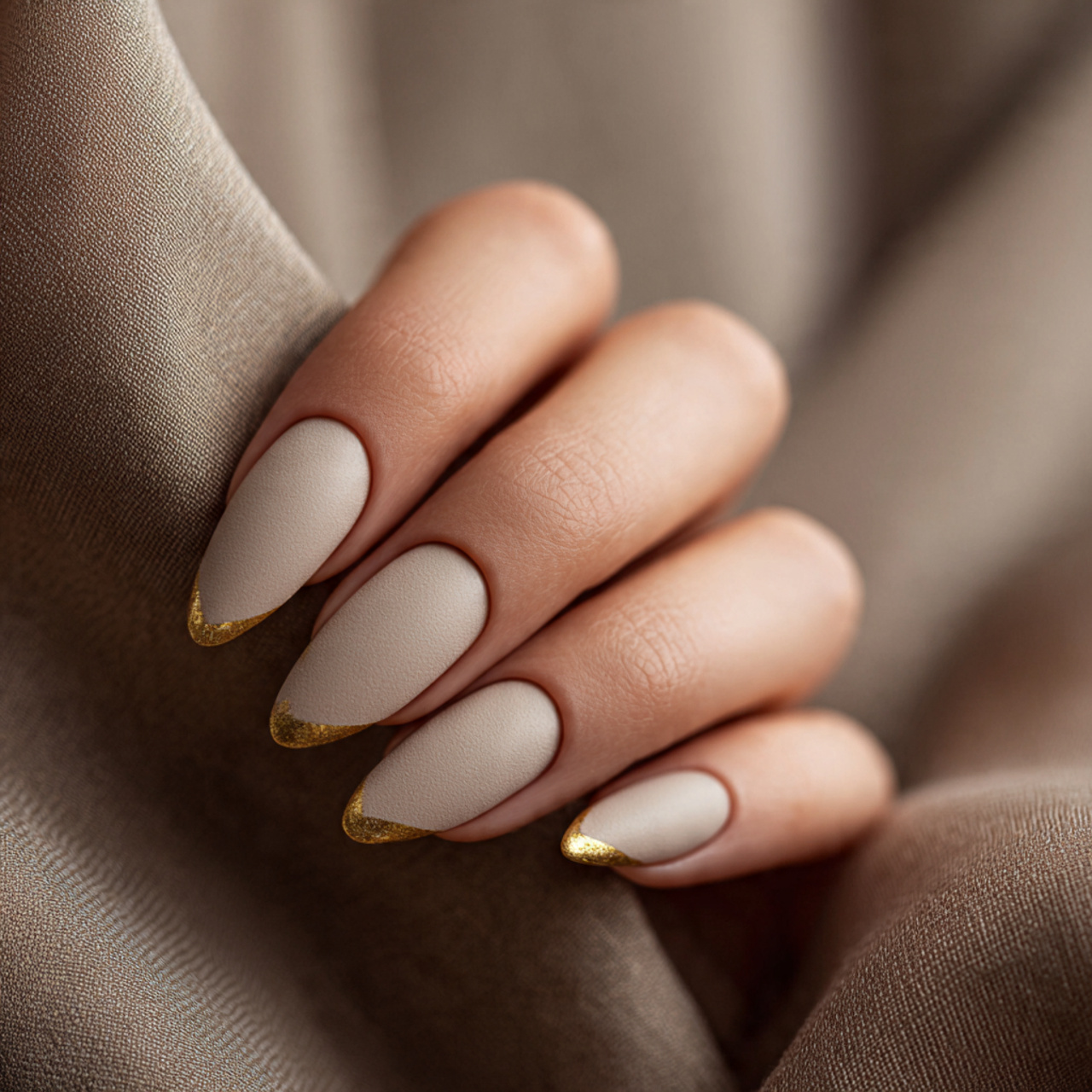 Matte Nude Almond Nails