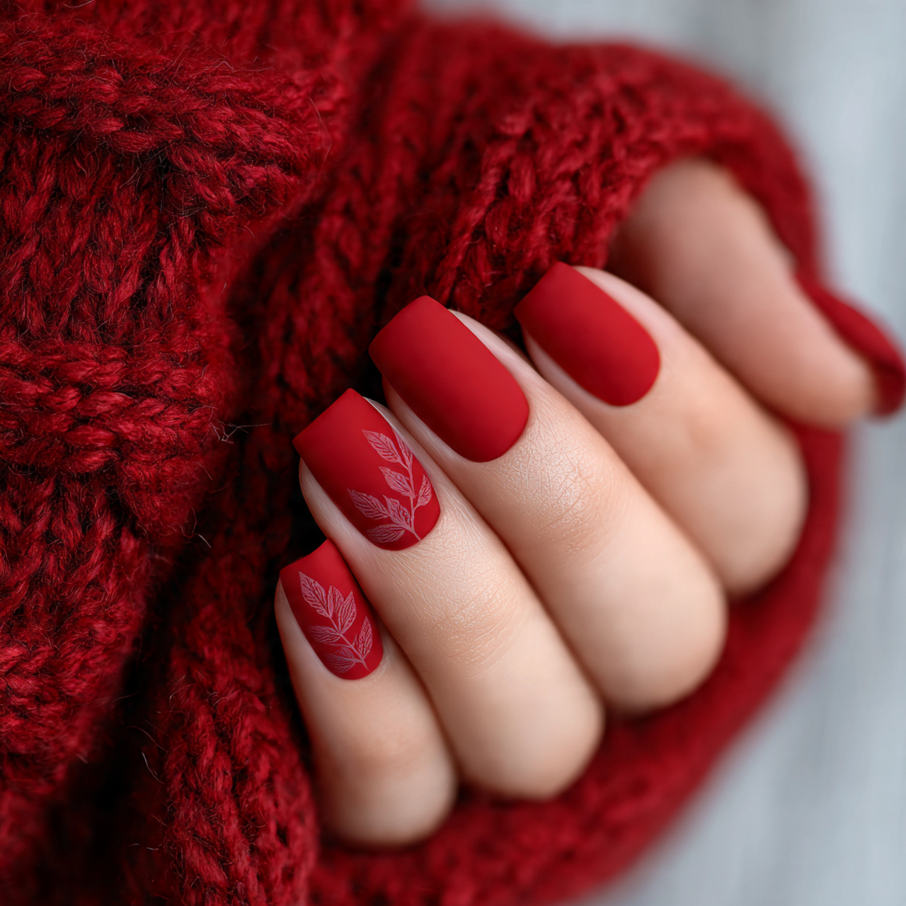 Matte Red Square Nails