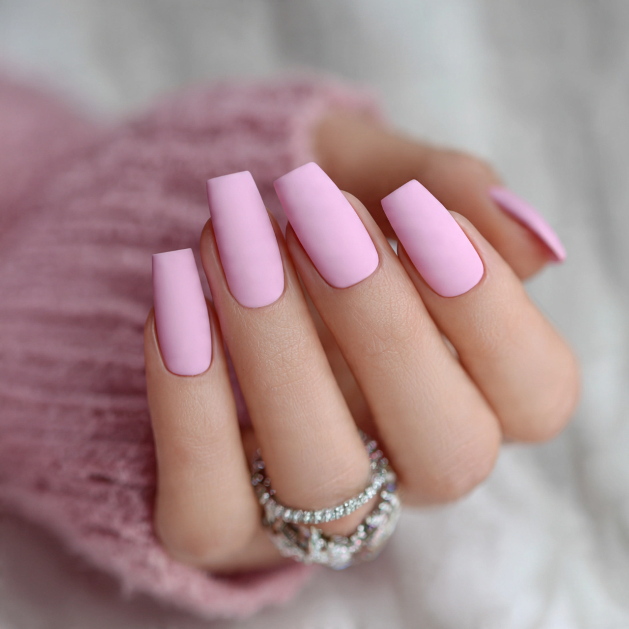 Matte Soft Pink Nails