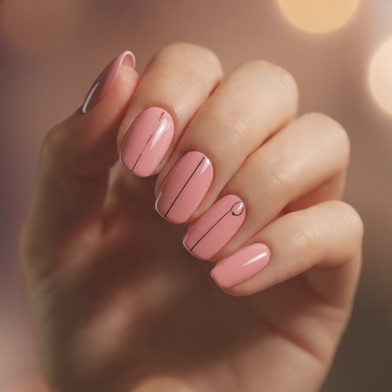 Cute Pink Nails With Minimalist Art