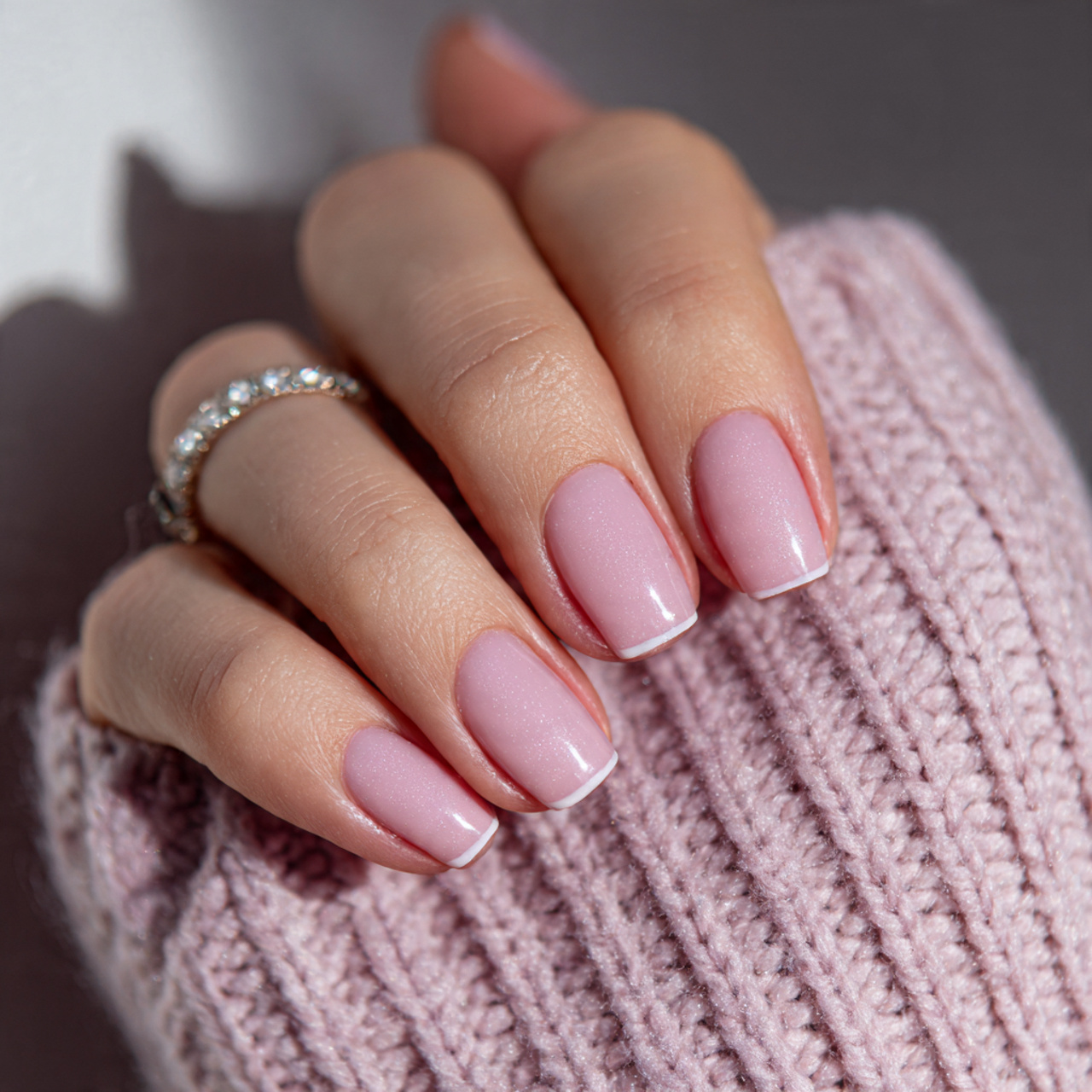 Minimalist Pink Square Nails