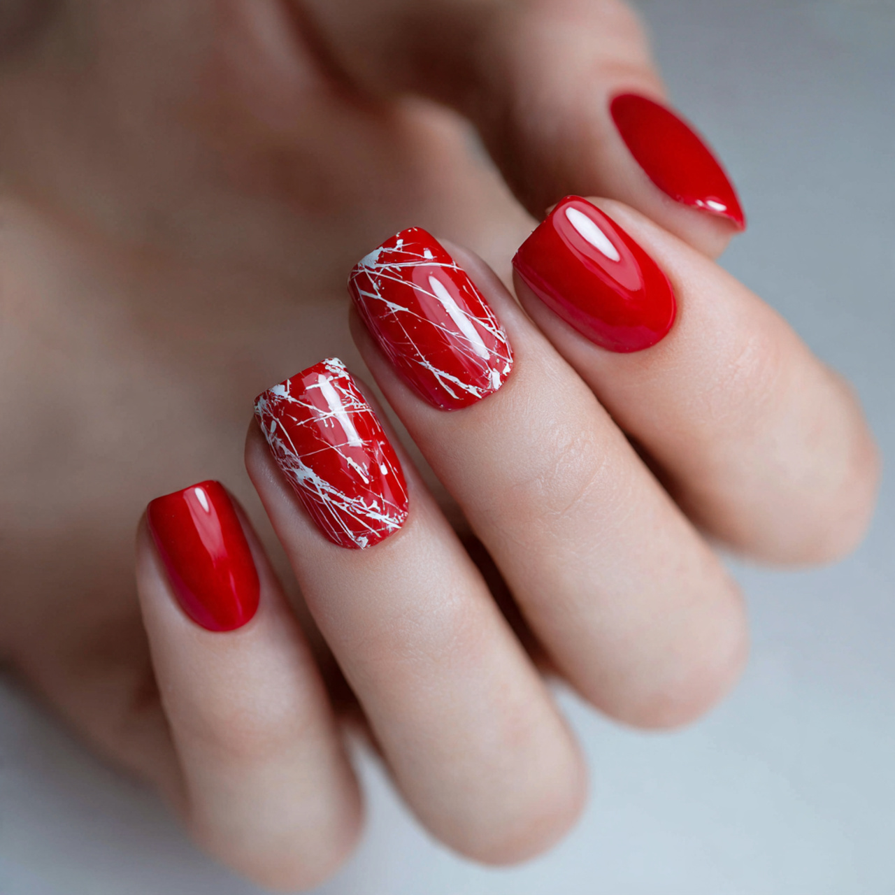 Minimalist Red Square Nail Designs