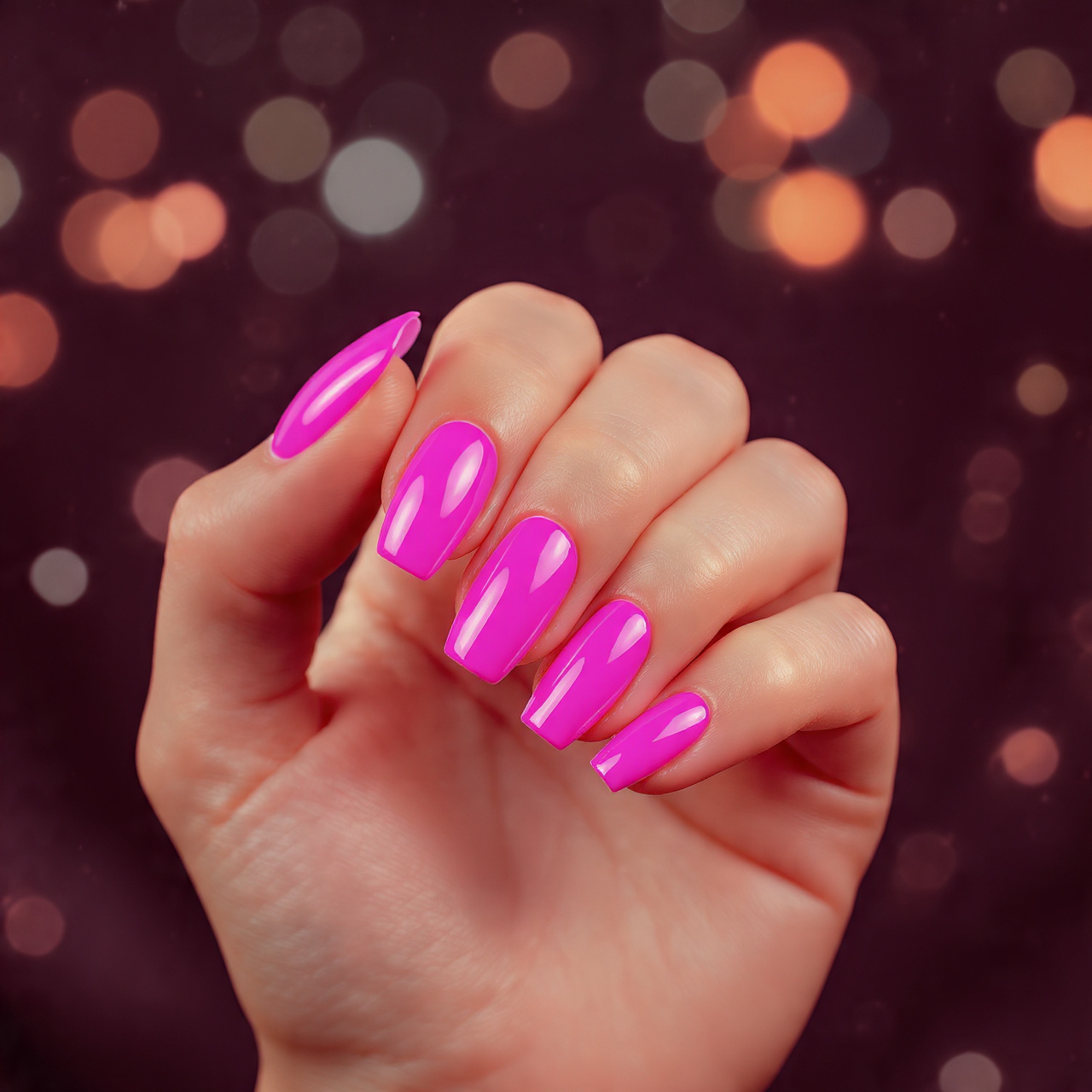 Neon Cute Pink Nails
