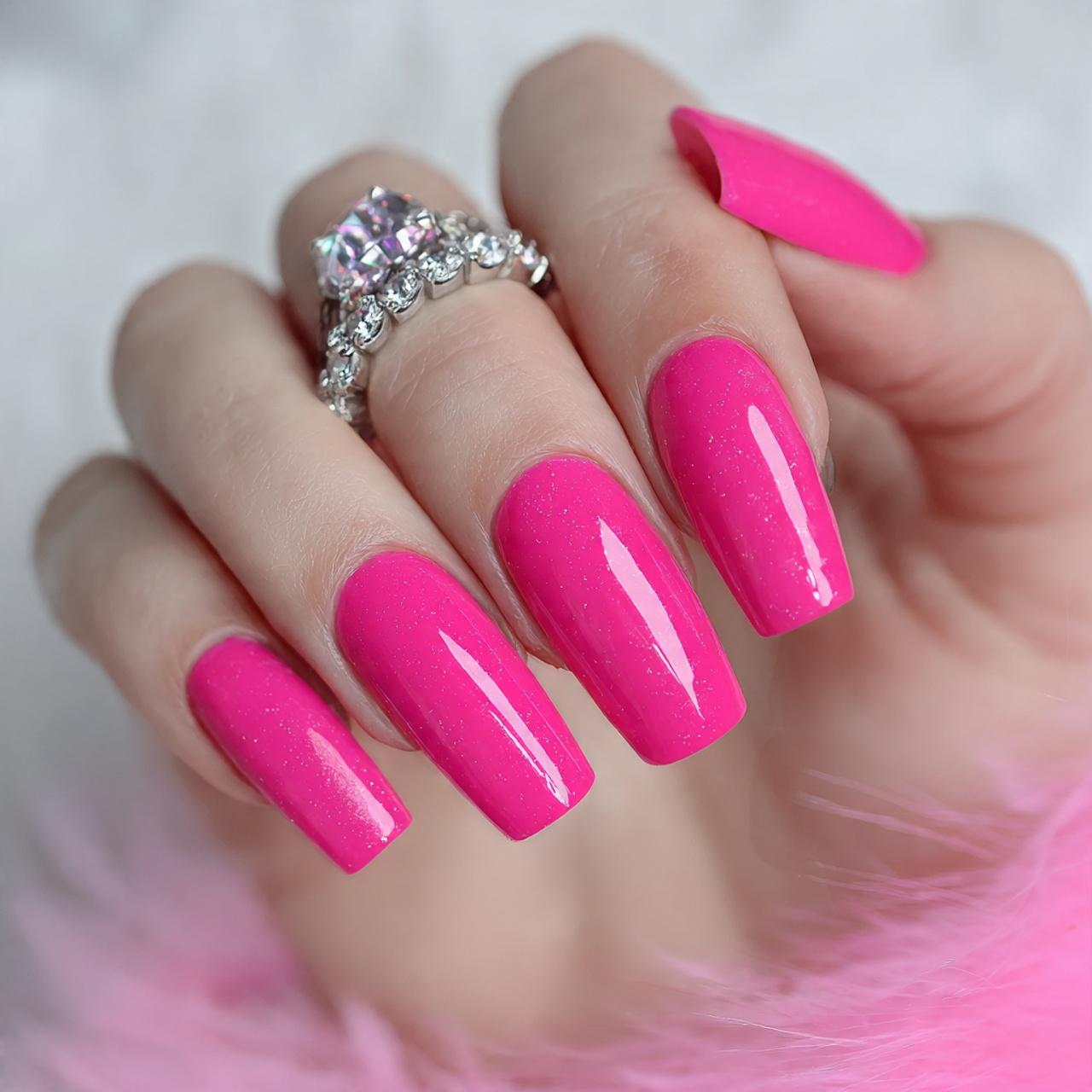 Neon Hot Pink Nails