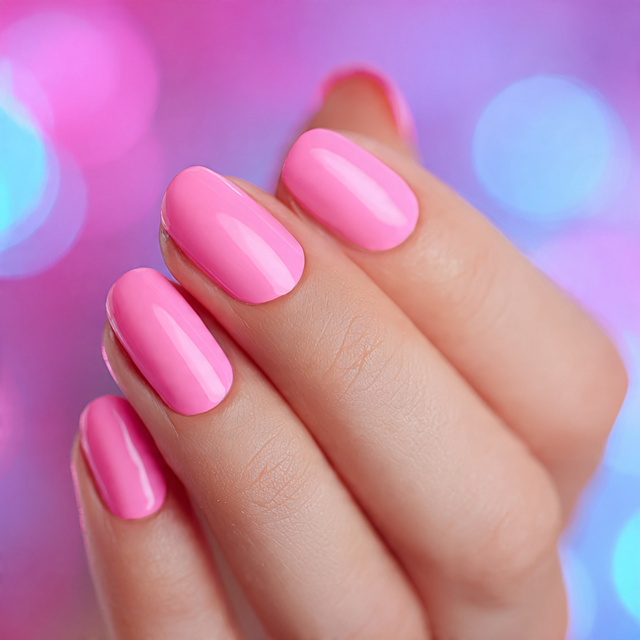 Neon Light Pink Nails