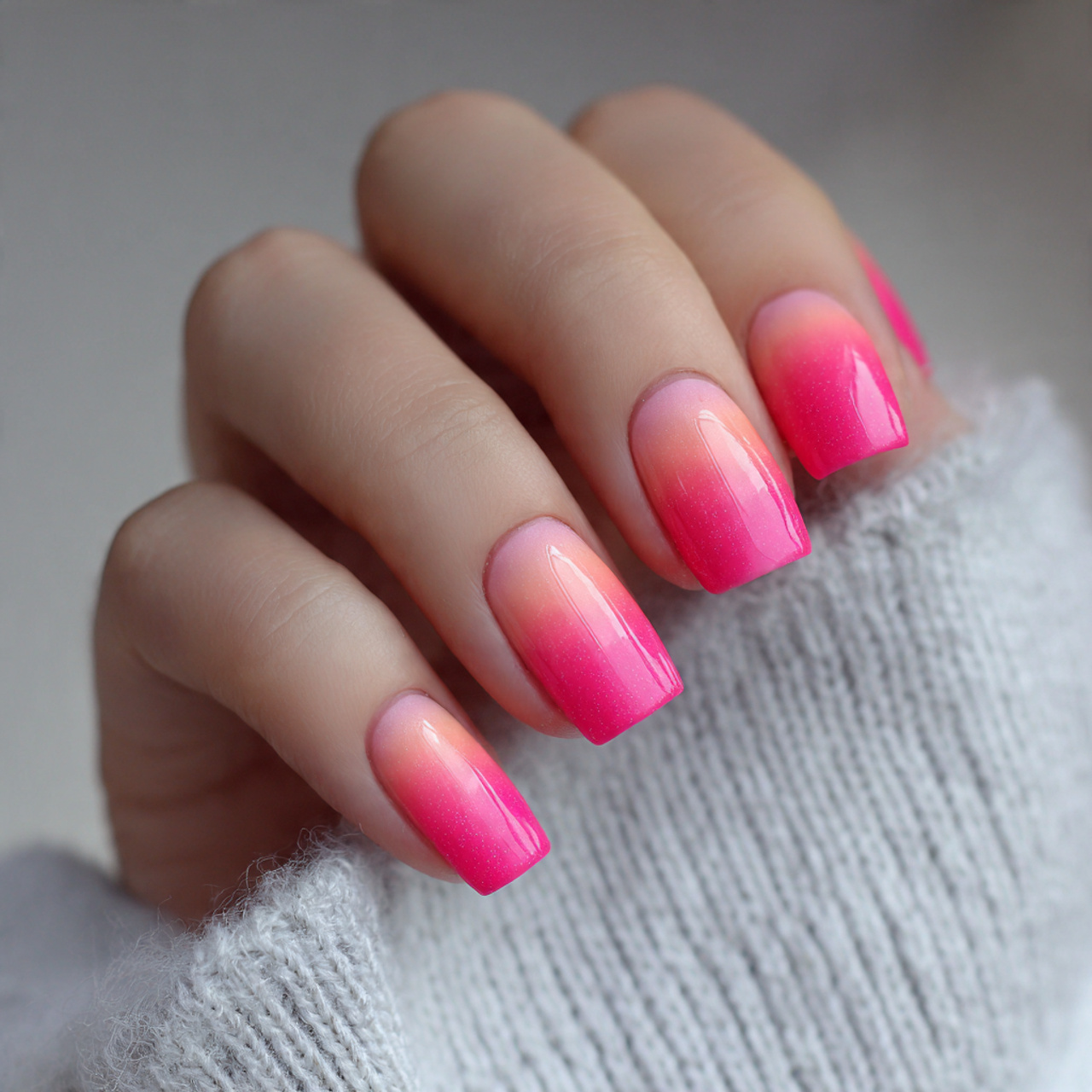 Neon Ombre Pink Nails