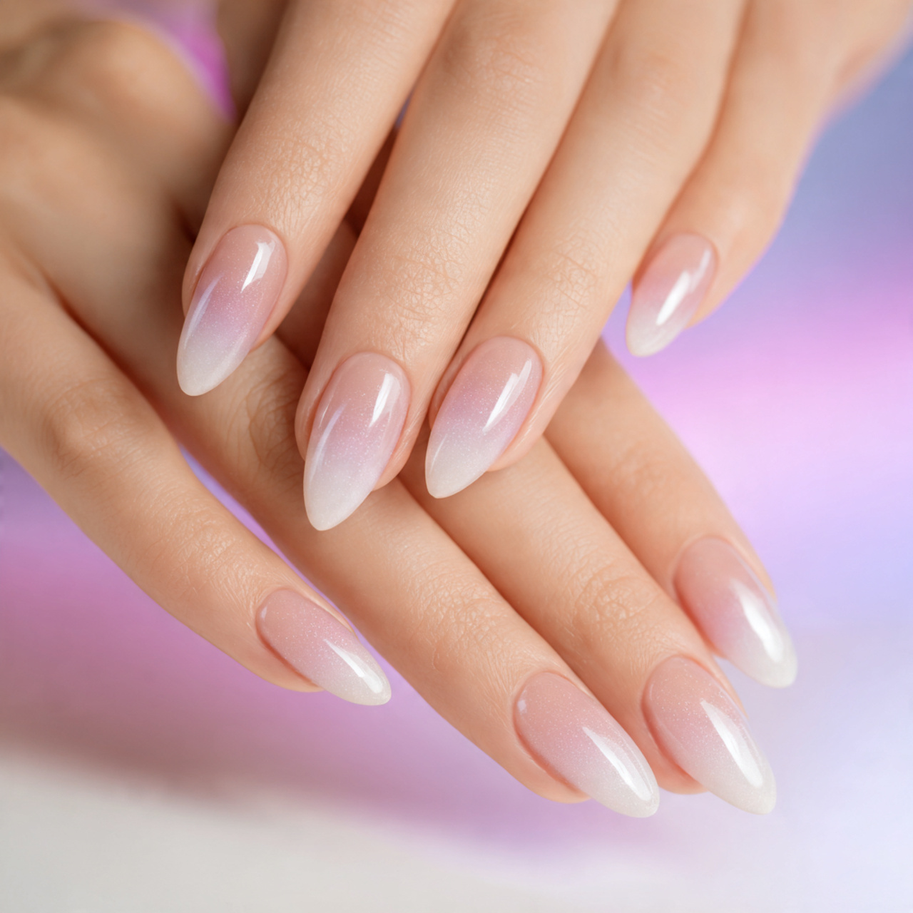 Nude Ombre Almond Nails