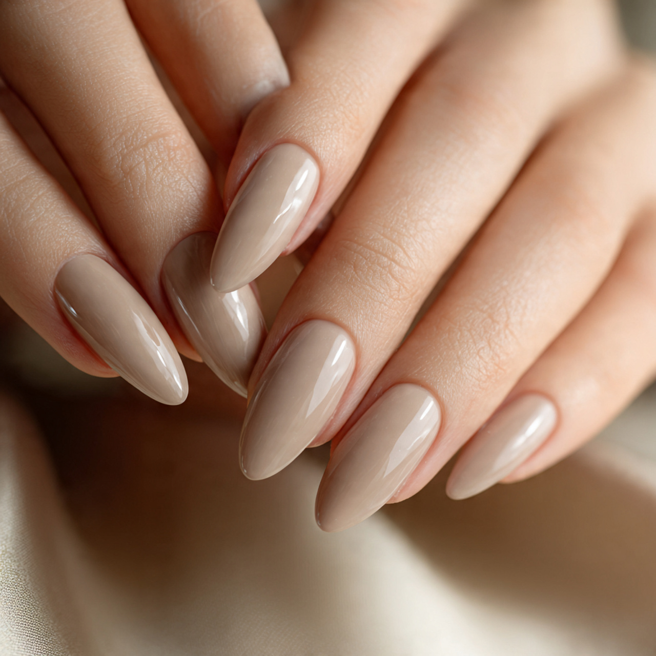 Neutral Oval Shaped Nails