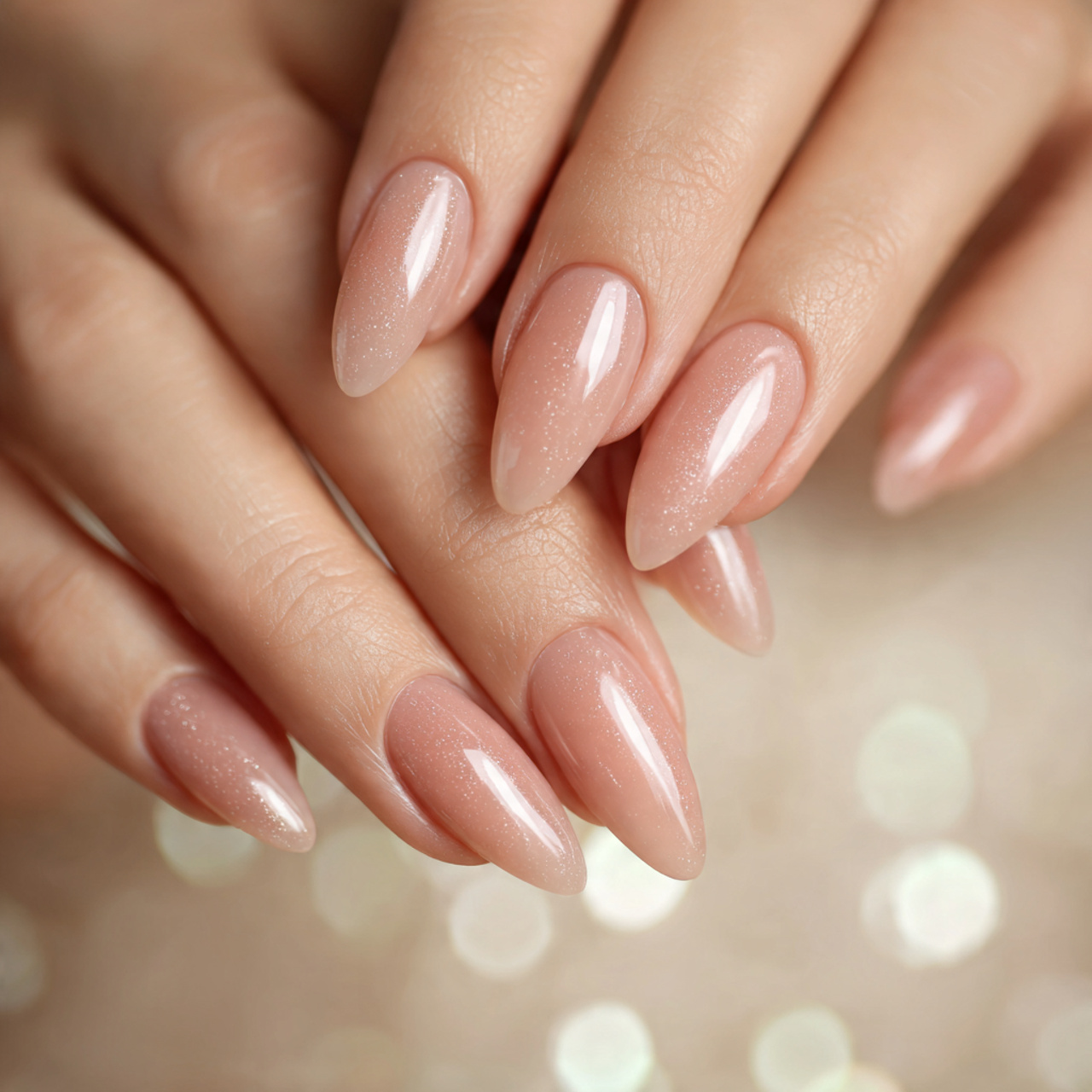 Nude Short Almond Nails