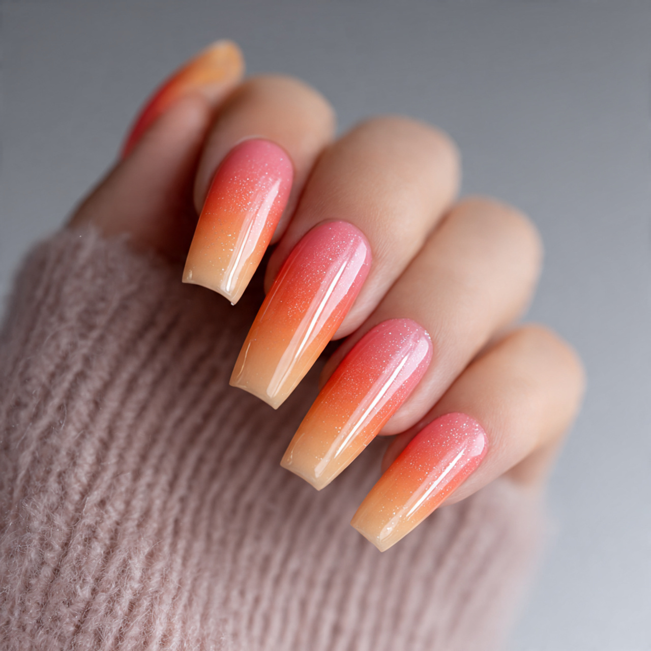 Ombre Long Square Nails