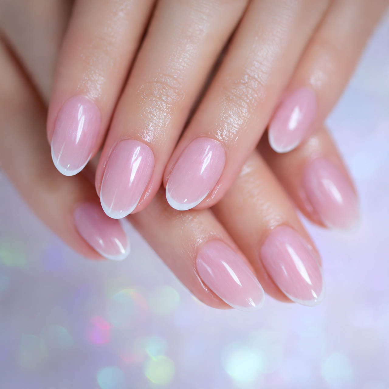 Oval Shaped French Tip Nails